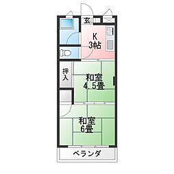 天王マンション 2Kの間取図画像