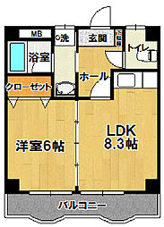 Ｌａ　ｇｒａｎｄ　ｓｉｘ 2階1LDKの間取り