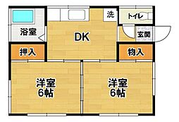増山住宅（中根東） 1階2DKの間取り