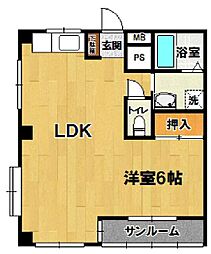 ゴールドハイツ 2DKの間取図画像