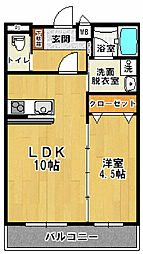 マンションプラチードグランデ 1LDKの間取図画像