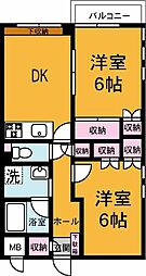 エグゼグティブ22 2DKの間取図画像