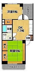 大庭マンション 2DKの間取図画像