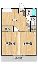 シティハイム高橋 2DKの間取図画像