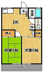 シティハイム高橋 2DKの間取図画像