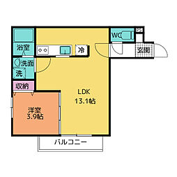 ミリアビタ前原 1階1LDKの間取り