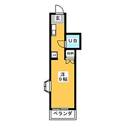 ラミーハイツ 1階ワンルームの間取り