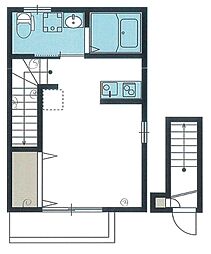ハーモニックプレイス 2階ワンルームの間取り