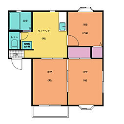 コートヒルズＤ 1階3DKの間取り