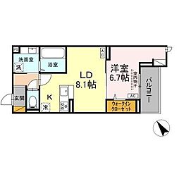 Cradle 1LDKの間取図画像