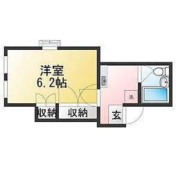 サンマリン三田 1Kの間取図画像
