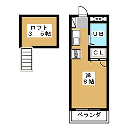 チェリー・ウェル ワンルームの間取図画像