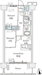 スカイグランデ津田沼 2LDKの間取図画像