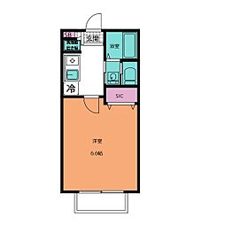 セカンドダウン 1Kの間取図画像