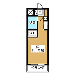 メゾングリシーヌ ワンルームの間取図画像