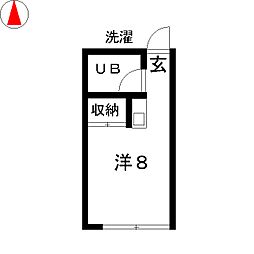 栗原ハイツ ワンルームの間取図画像