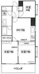 シャルマン上原 3DKの間取図画像