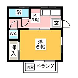サンハイツ 3階1Kの間取り