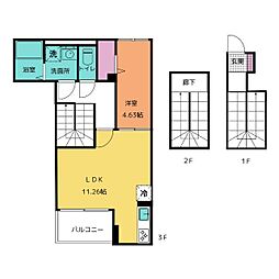 アンジュール西小岩I 3階1LDKの間取り