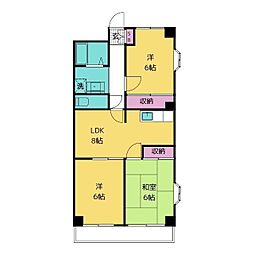 メゾン・リヴィエール 3階3DKの間取り