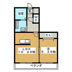 Ｄｏｕｃｅ 2階1LDKの間取り