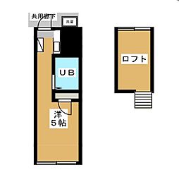 都営新宿線 篠崎駅 徒歩14分の賃貸アパート 1階ワンルームの間取り