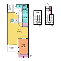 アンジュール西小岩I 3階1LDKの間取り