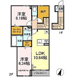 セレナ 2階2SLDKの間取り