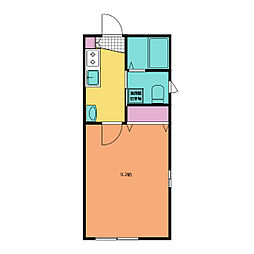パインヒル18 1階1Kの間取り
