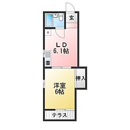 KYハイツ 1DKの間取図画像