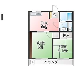 ハイツ村上 2Kの間取図画像