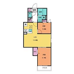 ルリアン北小岩2 2LDKの間取図画像