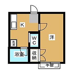 オルキス・ハイム 1Kの間取図画像