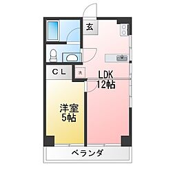 中川ハイツ 1LDKの間取図画像