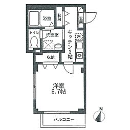 テラスド代々木2 1Kの間取図画像