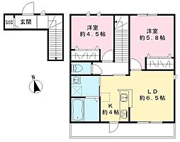 カサベルデ高円寺 2LDKの間取図画像