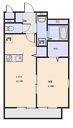 ブランドールＫ 2階1LDKの間取り
