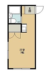 西武新宿線 花小金井駅 徒歩26分の賃貸マンション 3階ワンルームの間取り
