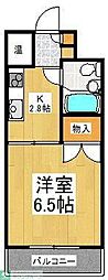 西武新宿線 久米川駅 徒歩4分の賃貸マンション 3階1Kの間取り