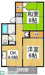 西武多摩湖線 武蔵大和駅 徒歩6分の賃貸アパート 2階2DKの間取り
