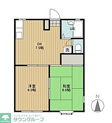 西武新宿線 西武柳沢駅 徒歩4分の賃貸アパート 2階2DKの間取り