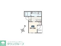 西武新宿線 東村山駅 徒歩12分の賃貸アパート 1階1Kの間取り