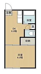 JR武蔵野線 東所沢駅 徒歩3分の賃貸アパート 1階1DKの間取り