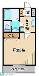 西武池袋線 所沢駅 徒歩12分の賃貸マンション 2階1Kの間取り
