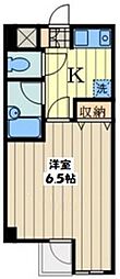 JR中央線 武蔵境駅 徒歩18分の賃貸マンション 1階1Kの間取り