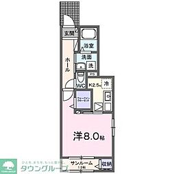 JR中央線 東小金井駅 徒歩24分の賃貸アパート 1階1Kの間取り
