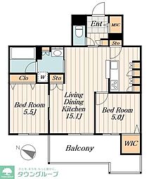 西武池袋線 桜台駅 徒歩18分の賃貸マンション 4階2LDKの間取り
