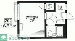 西武新宿線 久米川駅 徒歩10分の賃貸アパート 2階1Kの間取り