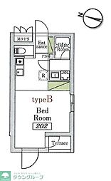 西武池袋線 ひばりヶ丘駅 徒歩6分の賃貸マンション 2階1Kの間取り