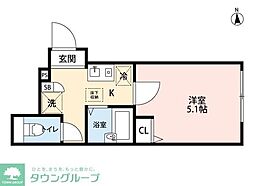 西武新宿線 東伏見駅 徒歩9分の賃貸アパート 1階1Kの間取り